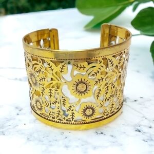 Vintage Adjustable Brass Cut-Out Cuff Bracelet